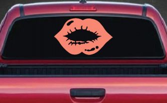 Women or Girl Lips Car or Truck Window Decal Sticker (Coral)