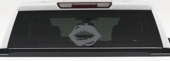 Women or Girl Lips Car or Truck Window Vinyl Decal Sticker (Silver)