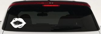 Women or Girl Lips Car or Truck Window Decal Sticker (White)