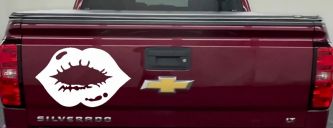 Women or Girl Lips Car or Truck Window Decal Sticker (White)