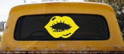 Women or Girl Lips Car or Truck Window Decal Sticker (Yellow)