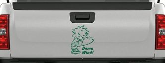 Funny Damn Wind Pee Ons Car or Truck Window Decal Sticker (Dark Green)