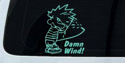 Funny Damn Wind Pee Ons Car or Truck Window Decal Sticker (Mint)