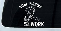 Gone Fishing Pee on Work Car or Truck Window Decal Sticker