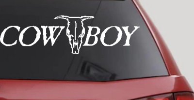 Cowboy With Bull Skull Western Car or Truck Window Vinyl Decal Sticker