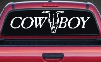 Cowboy With Bull Skull Western Car or Truck Window Decal Sticker