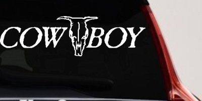 Cowboy With Bull Skull Western Car or Truck Window Vinyl Decal Sticker