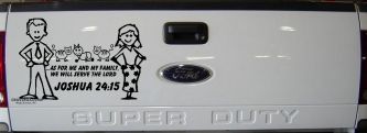 Stick Family JOSHUA 24:15 Car or Truck Window Decal Sticker (Black)