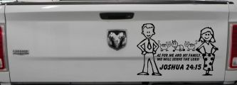 Stick Family JOSHUA 24:15 Car or Truck Window Decal Sticker (Black)
