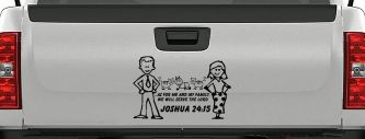 Stick Family JOSHUA 24:15 Car or Truck Window Decal Sticker (Black)