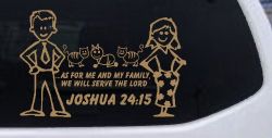Stick Family JOSHUA 24:15 Car or Truck Window Decal Sticker (Light Brown)