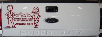Stick Family JOSHUA 24:15 Car or Truck Window Decal Sticker (Purple Red)