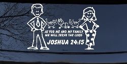 Stick Family JOSHUA 24:15 Car or Truck Window Decal Sticker