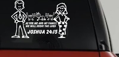 Joshua 24:15 Stick Family Decal for Car Truck Window Vinyl Sticker