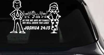 Joshua 24:15 Stick Family Decal for Car Truck Window Vinyl Sticker