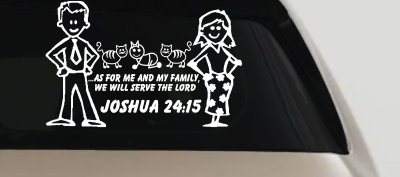 Joshua 24:15 Stick Family Decal for Car Truck Window Vinyl Sticker