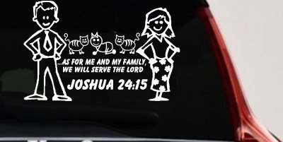 Joshua 24:15 Stick Family Decal for Car Truck Window Vinyl Sticker