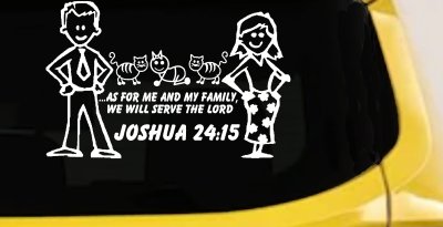 Joshua 24:15 Stick Family Decal for Car Truck Window Vinyl Sticker