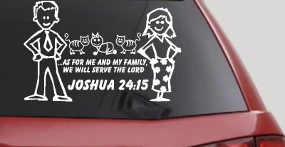 Joshua 24:15 Stick Family Decal for Car Truck Window Vinyl Sticker
