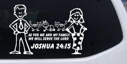 Stick Family JOSHUA 24:15 Car or Truck Window Decal Sticker