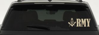 Freemason Masonic Square and Compass Army Military Car or Truck Window Decal Sticker (Desert Sand)