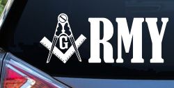 Freemason Masonic Square and Compass Army Military Car or Truck Window Decal Sticker