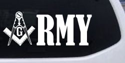 Freemason Masonic Square and Compass Army Military Car or Truck Window Decal Sticker
