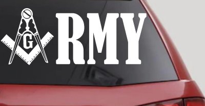 Freemason Masonic Square Compass Army Military Car Truck Window Decal