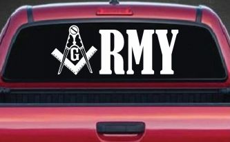 Freemason Masonic Square and Compass Army Military Car or Truck Window Decal Sticker
