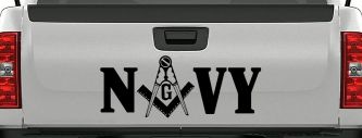 Freemason Masonic Square and Compass Navy Military Car or Truck Window Decal Sticker (Black)