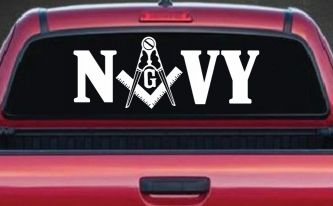 Freemason Masonic Square and Compass Navy Military Car or Truck Window Decal Sticker