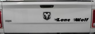 Flaming Lone Wolf Biker Car or Truck Window Decal Sticker (Black)