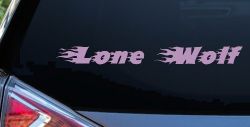 Flaming Lone Wolf Biker Car or Truck Window Decal Sticker (Lilac)