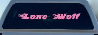 Flaming Lone Wolf Biker Car or Truck Window Decal Sticker (Pink)