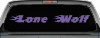 Flaming Lone Wolf Biker Car or Truck Window Decal Sticker (Purple)