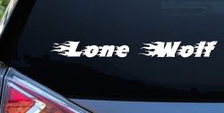 Flaming Lone Wolf Biker Car or Truck Window Decal Sticker
