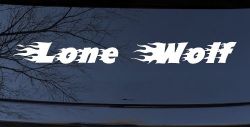 Flaming Lone Wolf Biker Car or Truck Window Decal Sticker