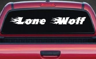 Flaming Lone Wolf Biker Car or Truck Window Decal Sticker