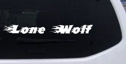 Flaming Lone Wolf Biker Car or Truck Window Decal Sticker