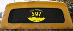 Pipe Fitters Local 597 Decal - Car Truck Window Vinyl Sticker (Yellow)