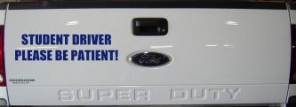 Student Driver Please Be Patient Car or Truck Window Decal Sticker (Navy)