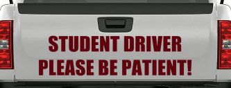 Student Driver Please Be Patient Car or Truck Window Decal Sticker (Purple Red)