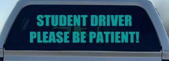Student Driver Please Be Patient Car or Truck Window Decal Sticker (Turquoise)