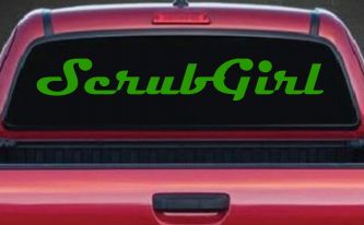 Scrub Girl Car or Truck Window Decal Sticker (Lime)