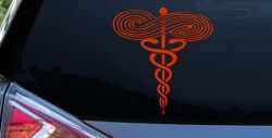 Symbol for Respiratory Therapy Car or Truck Window Vinyl Decal Sticker (Orange Red)