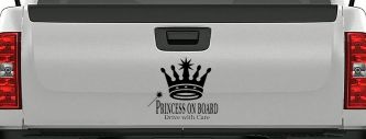 Princess on Board Drive with Care Car or Truck Window Vinyl Decal Sticker (Black)