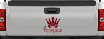 Princess on Board Drive with Care Car or Truck Window Vinyl Decal Sticker (Burgundy)