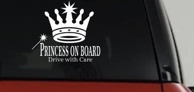 Princess on Board Drive with Care Car or Truck Window Vinyl Decal Sticker