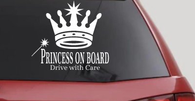 Princess on Board Drive with Care Car or Truck Window Vinyl Decal Sticker