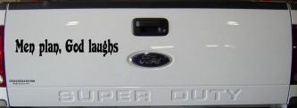 Men Plan God Laughs Christian Car or Truck Window Vinyl Decal Sticker (Black)